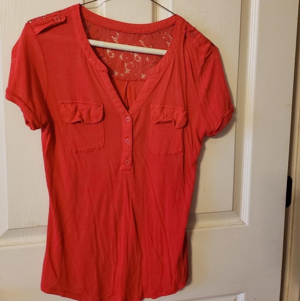 Button up lace Henley